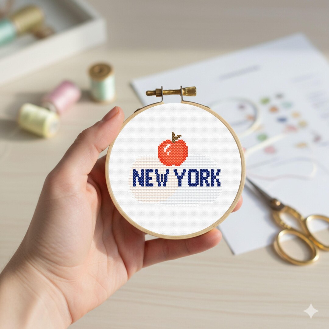 Tiny New York Cross Stitch Pattern | Minimalist NYC Skyline 7 Color PDF ...