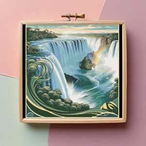 Iguazu Fall  Argentina & Brasil Cross Stitch Pattern - Downloadable Digital Printed PDF - Travel Inspired DIY Embroidery for Craft Lovers
