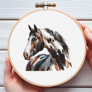 American Paint Horse Cross Stitch Pattern - Downloadable Digital Printed PDF Design