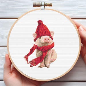 Cute Pig Cross Stitch Pattern - Downloadable Digital Printed PDF Design