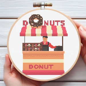 Donuts Cross Stitch Pattern - Downloadable Digital Printed PDF Design