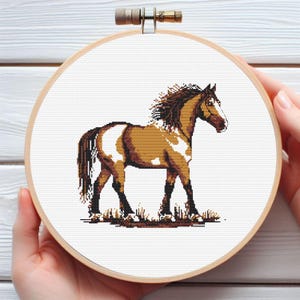 American Paint Horse Cross Stitch Pattern - Downloadable Digital Printed PDF Design