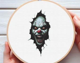 Patrón de punto de cruz del Joker - Retrato icónico en 13 colores - 73 x 133 puntadas (PDF)