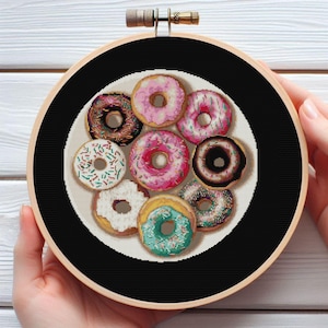 American Donuts Cross Stitch Pattern - Downloadable Digital Printed PDF Design