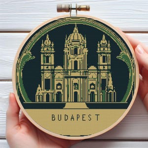 Budapest Cross Stitch Pattern - Downloadable Digital Printed PDF Design - Art Nouveau Style