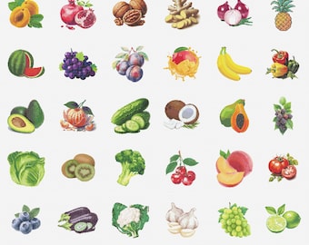 Fruit and Vegetable Cross Stitch Pattern Pack: 34 Easy Designs (PDF Download)