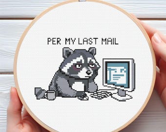 Patrón de punto de cruz de mapache divertido • Según mi último correo electrónico (descarga en PDF de Office)