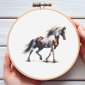 American Paint Horse Cross Stitch Pattern - Downloadable Digital Printed PDF Design