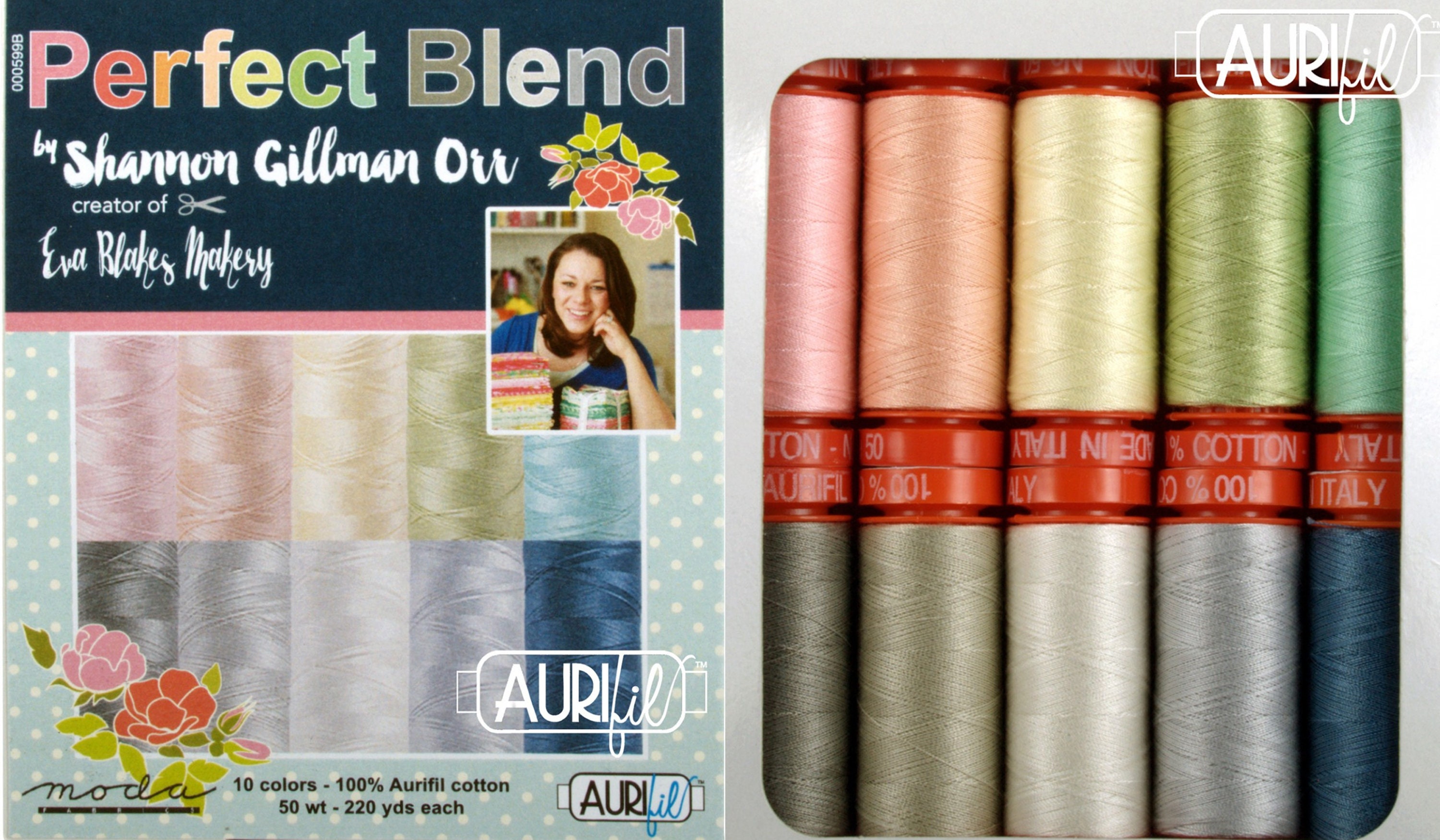 Aurifil Thread 50 Wt Cotton 10 Small Spools Perfect Blend by Shannon  Gillman Orr 