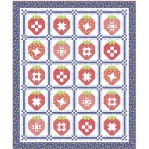 Jordgubbsprovlappsquiltkit 180 x 210 cm med Moda fruktsalladstyg av Corey Yoder KIT29240