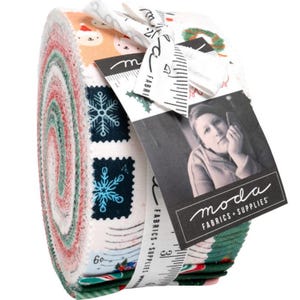 Tiny Christmas Jelly Roll by Lizzy House for Moda Fabrics 37130JR 40 2.5&quot; x 42&quot; Fabric Strips