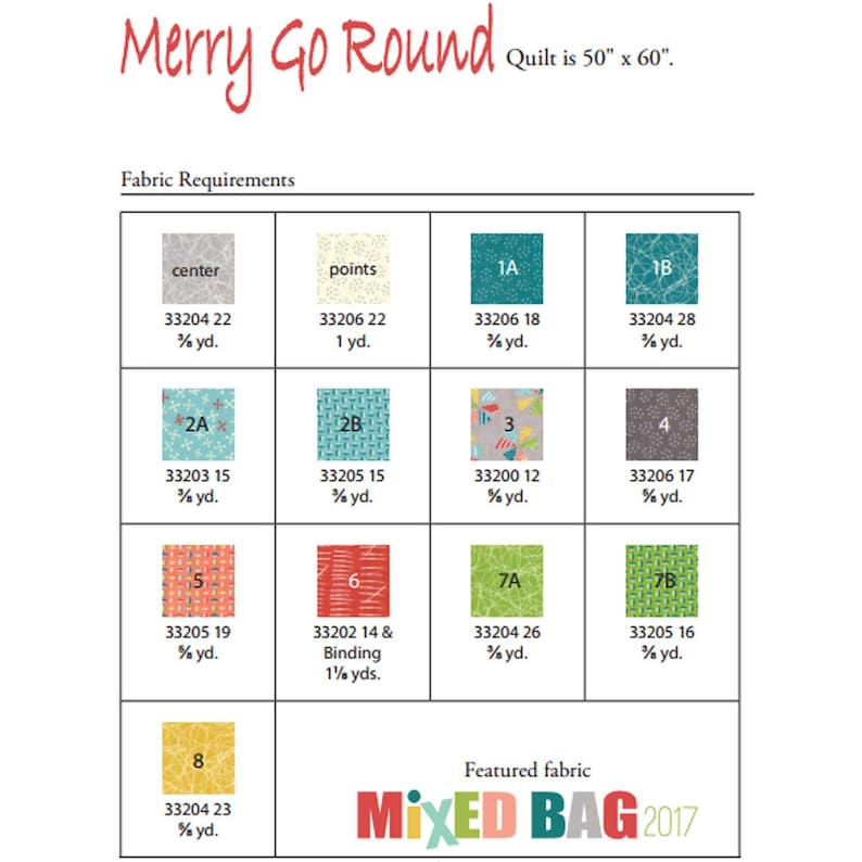 Merry Go Round Quilt Kit 50 x 60 with Moda Mixed Bag 2017 fabric by Studio M KIT33200