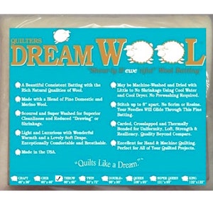 Quilters Dream Throw Wool Quilt Batting 60&quot; x 60&quot; WOOLTH
