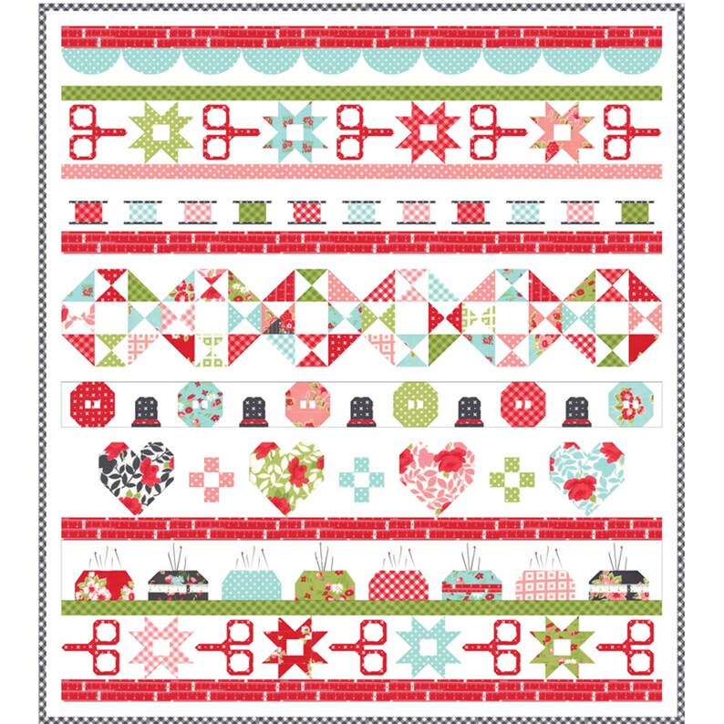 Quilt Day Quilt Kit 43 x 48 with Moda Little Snippets Fabric Bonnie /& Camille KIT55180