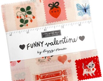 Funny Valentine Charm Pack by Lizzy House for Moda Fabrics 37140PP 42 5" Fabric Squares
