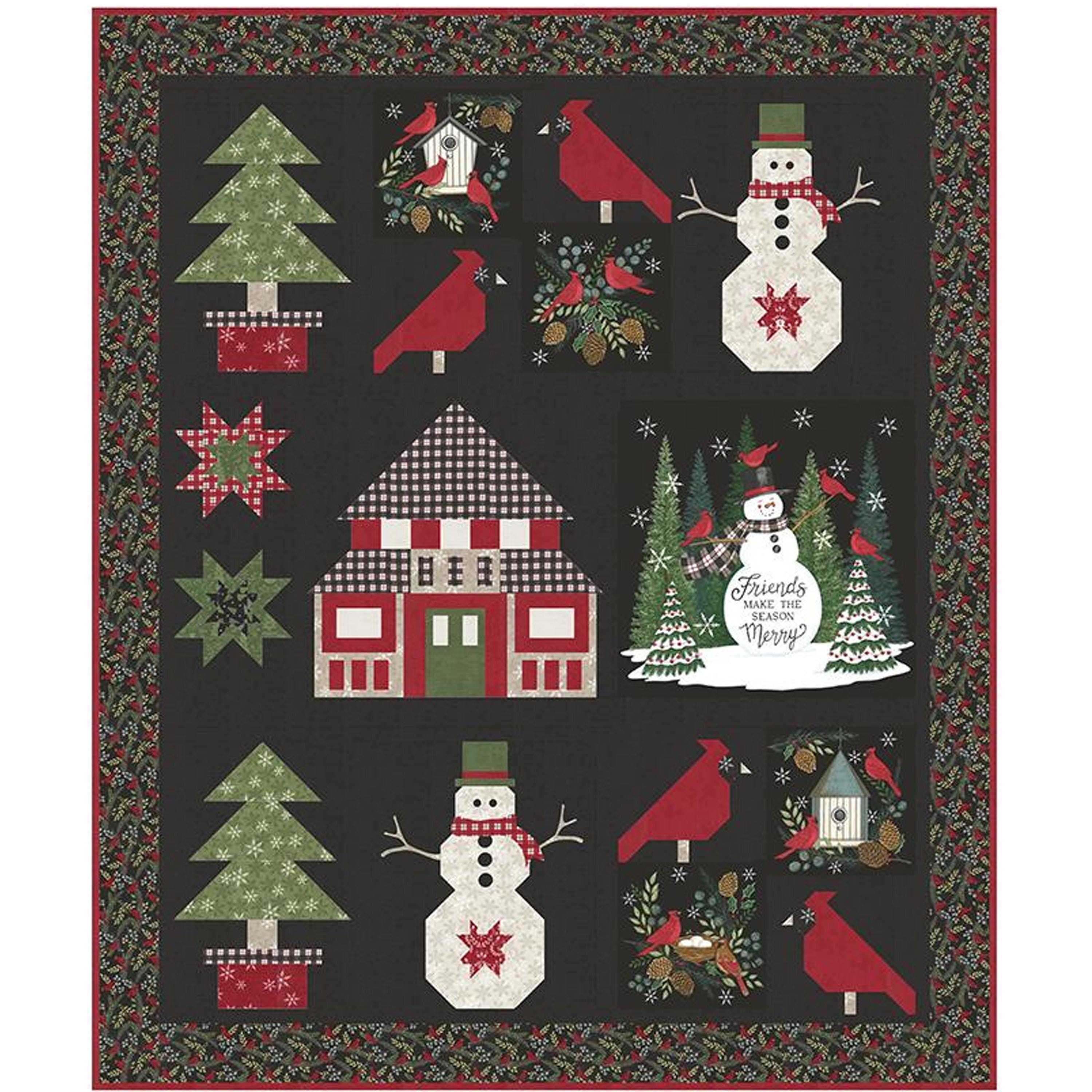 Friends of the Forest Quilt Kit 60" x 72" with Moda Winter Friends Fabric by Deb Strain KIT56130