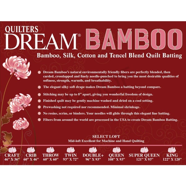 Quilters Dream Throw Bamboo Select Quilt Batting 60" x 60"