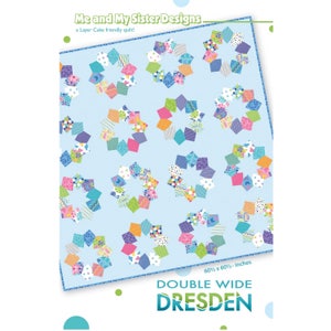 May include: A quilt pattern featuring a double wide Dresden design. The quilt is made up of colorful fabric squares arranged in a circular pattern. The quilt is 60 1/2 inches by 60 1/2 inches.