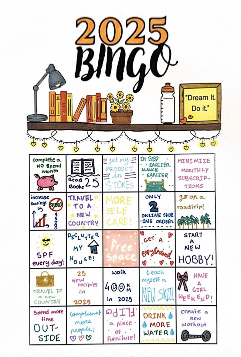 2025 Bingo Card - Etsy