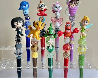 Character custom beaded pens, Boo, Tink, Marie, Pascal, Edna Mode, Nemo, Sebastian, Simba, Sadness, Disney 100 series
