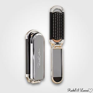 Mini cepillo de pelo plegable con espejo, herramienta de masaje portátil, accesorio de cuidado personal ideal para viajes, ideal para niñas y masaje de cabeza.