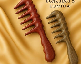 Natural Wooden Hair Detangler Comb for Curly Hair Handmade Wooden Detangling Brush & Scalp Massage Comb for Women