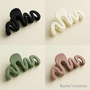 Matte Haarspange, große gewellte Art Klaue für dickes trendiges Haar Accessoire, langlebiges Acryl, minimalistische neutrale Klaue, Geschenk für sie