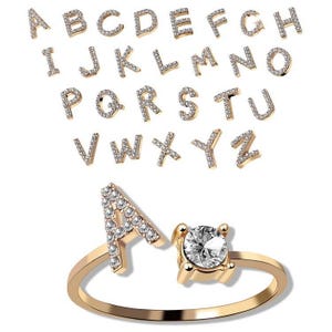 Anillo ajustable con 26 iniciales, nuevo diseño, joyería de moda para mujer, joyería sencilla y elegante.