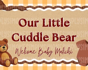 Baby Shower Banner Template, Bear Theme, Our Cuddle Bear Digital Design