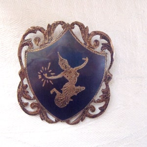 Vintage Niello Brooch Made in Siam Sterling Silver