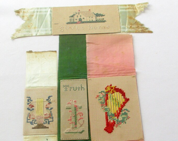 Vintage Victorian Perforated Punch Paper Needlework Bookmarks Four