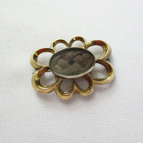 Vintage Victorian Oval Hair Mourning Brooch Looped Frame
