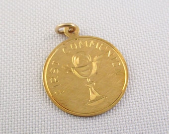 Vintage Gold Filled First Communion Charm Pendant