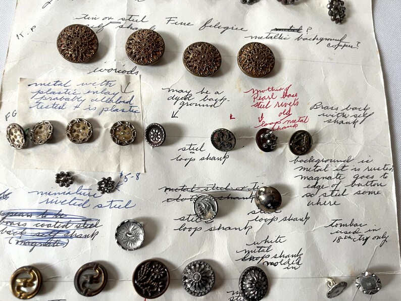 Vintage Button Display Card 31 Assorted Cut Steel, Brass, and Metal ...