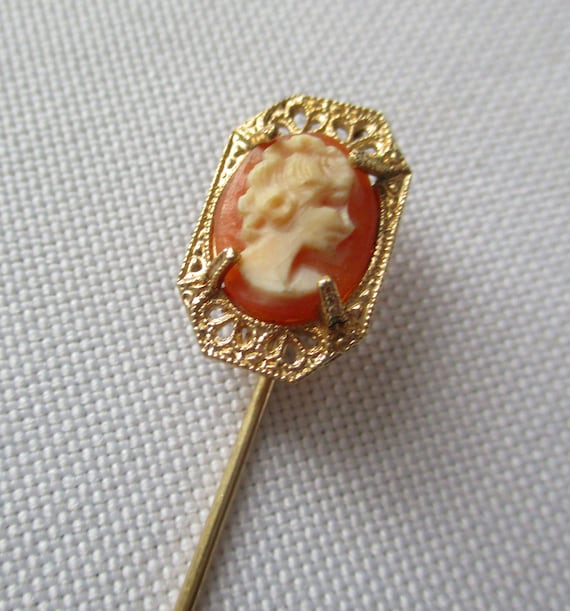 Vintage Gold Filled Cameo Stick Pin - image 3