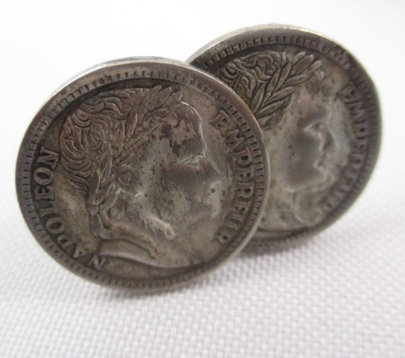 Vintage Faux Napoleon Coin Cuff Link and Tie Clip… - image 7