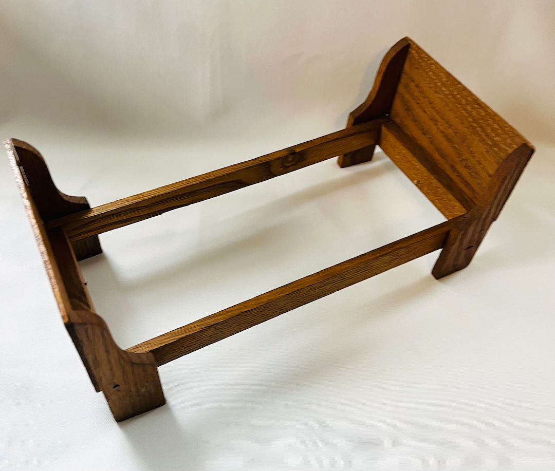 Vintage Oak Wood Folding Doll Bed Etsy