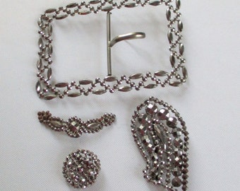 Vintage Cut Steel Embellishments Shoe Clip, Buckle, Half Buckle and Trim - Repurposing Lot