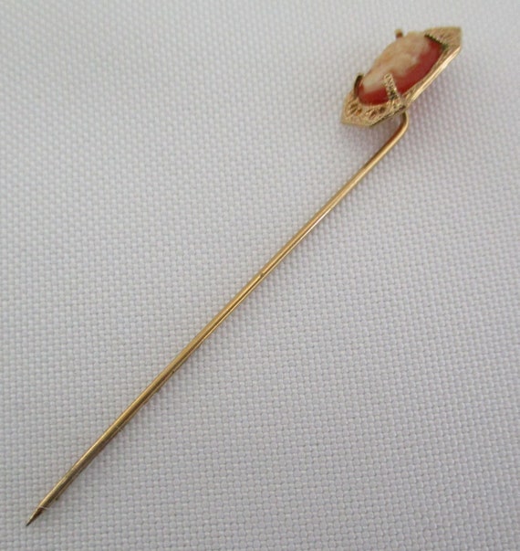 Vintage Gold Filled Cameo Stick Pin - image 9