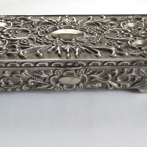 Vintage Repousse Silver Art Nouveau Style Jewelry Box