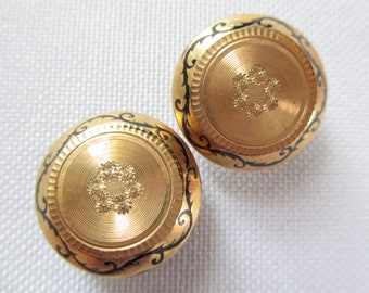 Vintage Victorian Engraved Taille D'Epargne Shirt Stud Cuff Buttons