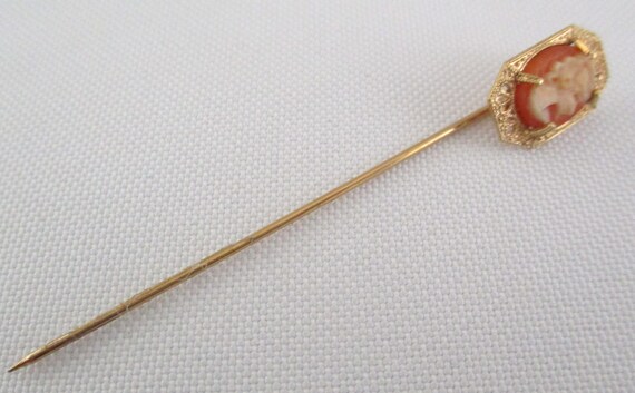 Vintage Gold Filled Cameo Stick Pin - image 5