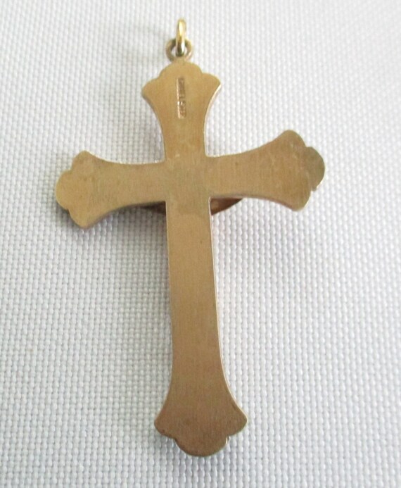 Vintage Chapel Sterling Silver Cross Pendant Gilt… - image 5