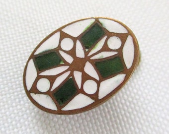 Vintage Green and White Enamel Lingerie Clip