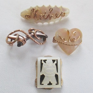 Vintage 4 Piece Mother of Pearl Jewelry Lot for Repair or Repurposing
