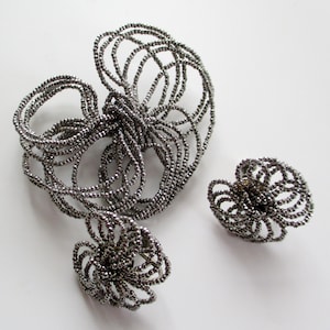 Vintage Cut Steel Brooch and Earrings Set