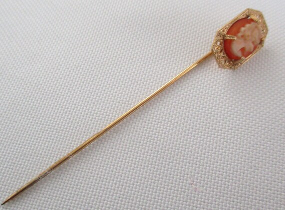 Vintage Gold Filled Cameo Stick Pin - image 10