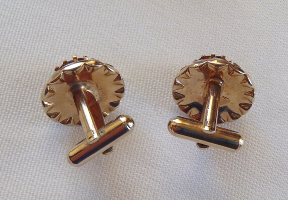 Vintage Cuff Links Topaz and Clear Rhinestones Go… - image 6