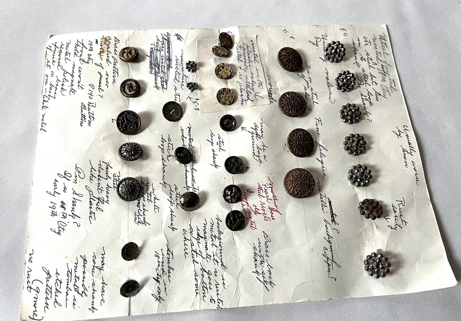 Vintage Button Display Card 31 Assorted Cut Steel, Brass, and Metal ...