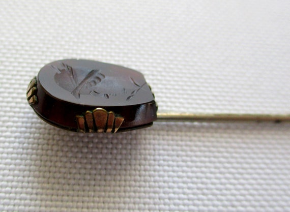 Vintage Intaglio Cameo Stick Pin Classical Design - image 3